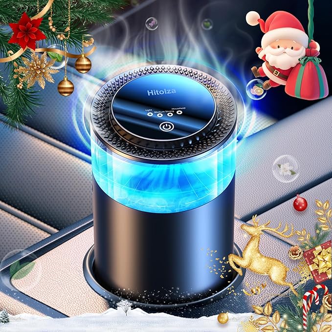 Smart Car Air Fresheners, Ambient Light & Mist, Auto On/Off, Adjustable Intensity Car Air Freshener Diffuser, Fragrance Lasts 6 Months, Built-in Battery, Scent Refill X2 - Osmanthus Orchid