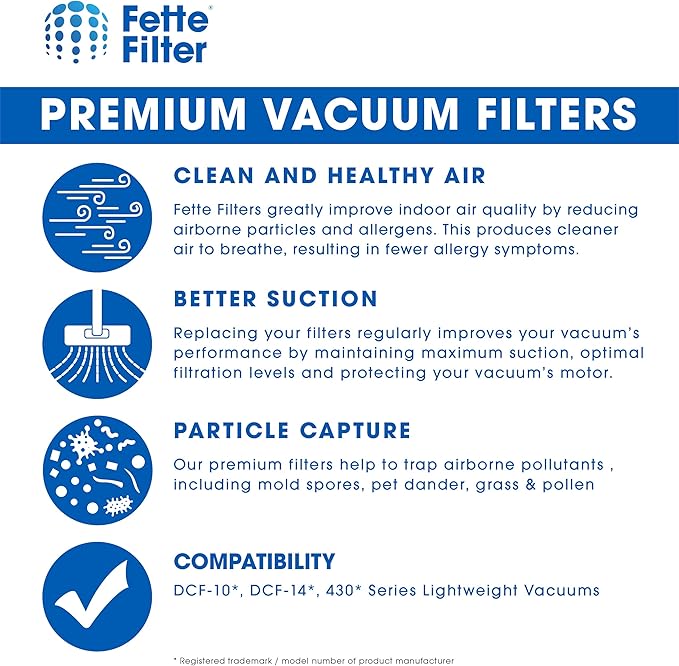 Fette Filter - HEPA Vacuum Air Filter Compatible with Electrolux Guardian LUX Aerus Epic 8000 9000 C134A C134B C134C C134D C134E C134F C154A C154B C154C C154D. Compare to Part # 47404 - Pack of 2 - AquaVibe