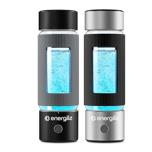 Silver+ Black Hydrogen Water Bottles – 16 oz, SPE & PEM Hydrogen Ionizer Water Bottle, 3000 ppb, Silicone Protection Hydrogen Water Generator