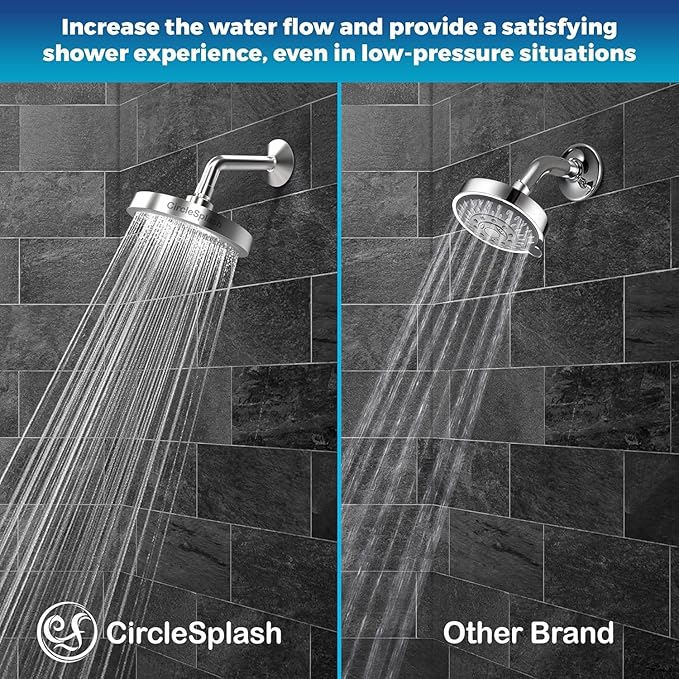 '-High Pressure Shower Heads - High Flow Shower Head - 1.8 GPM with Removable Restrictor - California Certified - Universal Replacement - Plumbers Tape Included - (Classic Chrome Finish) - AquaVibe