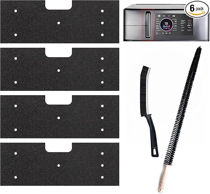 6 Pcs GE Washer Dryer Combo,WH01X35719 Lint Filter replacement with dryer vent brush,2025 New Lint Filter for Ge Washer Dryer Filter Sponge,Hand Washable and Reusable,Models: PFQ97HSPVDS