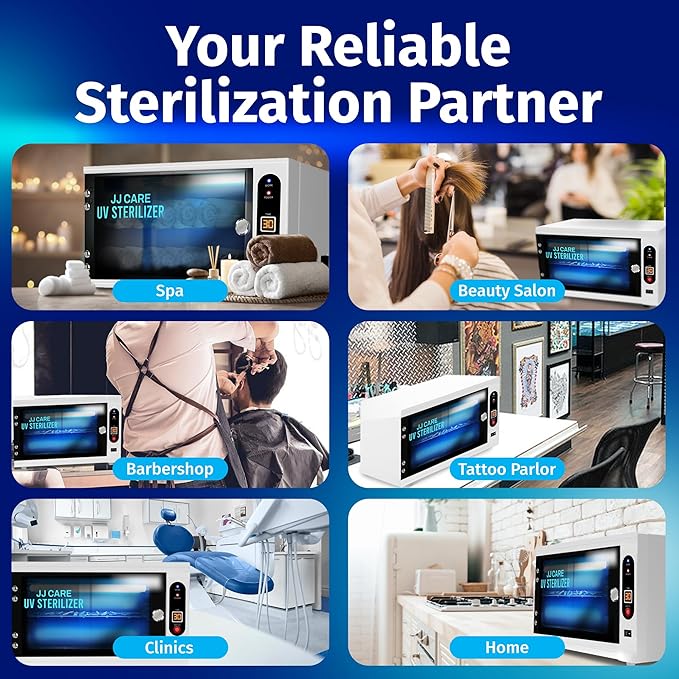 JJ CARE UV Sterilizer 8 Liter Capacity, UV Light 99% Sterilization Killing Efficiency, LED Timer UV Sterilizer Cabinet for Salon, Spa, Office and At Home Use, Professional Tabletop UV Sterilizer,