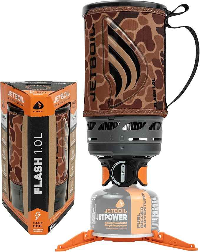 Jetboil Flash Portable Fast Boil Stove for Camping and Backpacking with 1-Step Auto Ignition, Propane/Isobutane Burner with Cooking Cup