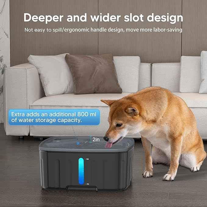 Dog Water Fountain Wireless,2.1GAL/8L Large Dog Water Fountain Battery Operated, Dog Fountain Water Bowl with Sensor,Wireless Smart Pump,Timer,BPA-Free,Ideal for Large Dogs,Multi-Pet Home