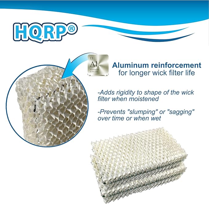 HQRP 4-pack Wick Filter compatible with Essick Air AIRCARE Horizon HD3120DCN 4.75-Gallon Console Evaporative Humidifier, Replacement for Essick Air HDC-411 HDC411 - AquaVibe