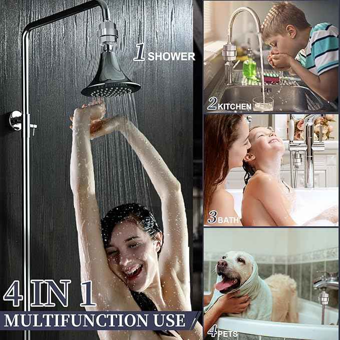 Shower Filter, EMBATHER 20 Stage Shower Head Filter for Hard Water Remove Chlorine/Fluoride/Heavy Metals,High Output Shower Softener Filter for Hair, 2 Cartridge –Polished Chrome