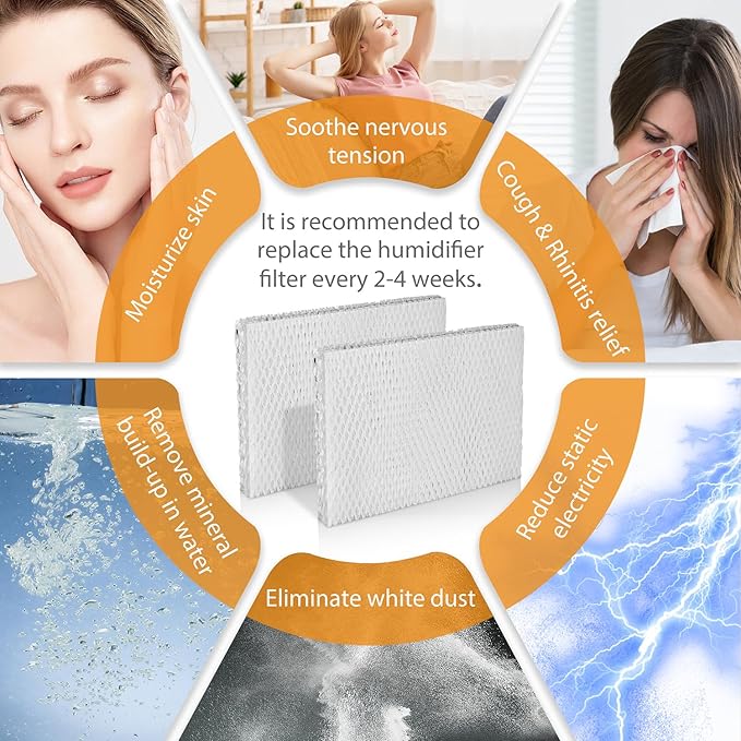 HOUSEMAX 2 Pack MD1-0034 Replacement Humidifier Wicks Filters Compatible with Vornado Evaporative Humidifier Model Evap40, Evap2, EV100, EV200, EVDC300, EVDC500, EVDC505, Tornado Humidifier Filter