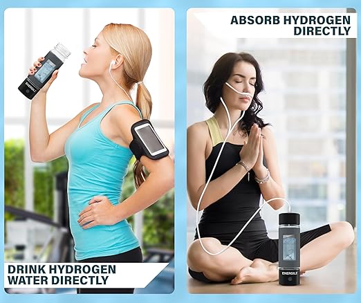 Silver+ Black Hydrogen Water Bottles – 16 oz, SPE & PEM Hydrogen Ionizer Water Bottle, 3000 ppb, Silicone Protection Hydrogen Water Generator