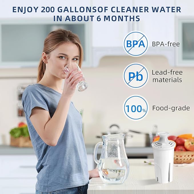 Water Filter Replacement for Brita Stand Pitchers,4 Packs Water Filters Fit for Brita OB03, Classic 35557, Mavea 107007 by APPLIANCEMATES