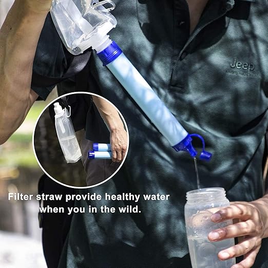 Galaxy Personal Portable Water Filter Straw Filtration Purifier for Hiking, Camping, Hunting, Travel, Outdoor Emergency Survival Detachable. (2 Packs)