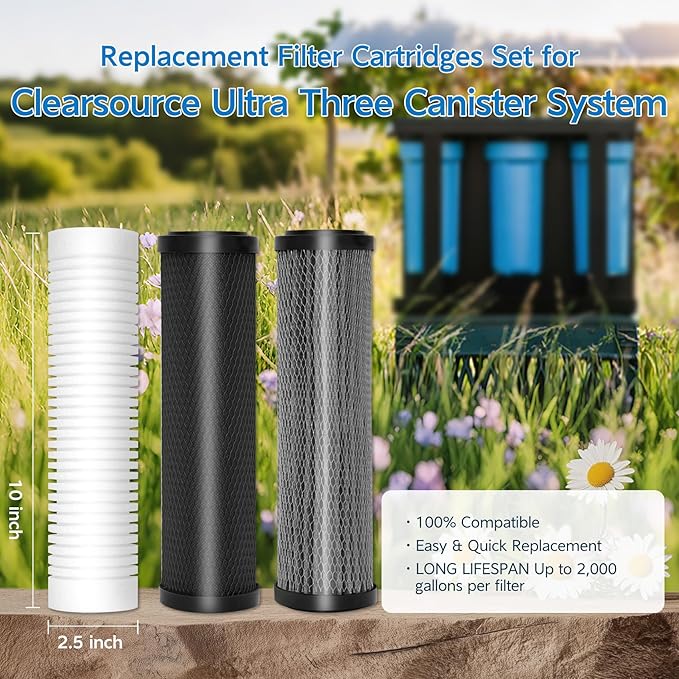 Upgrade Replacement Filter Set for ClearSource Ultra 3-Canister System – 3-Stage Filtration, High Efficiency, Compatible with ClearSource Ultra RV Filtration System