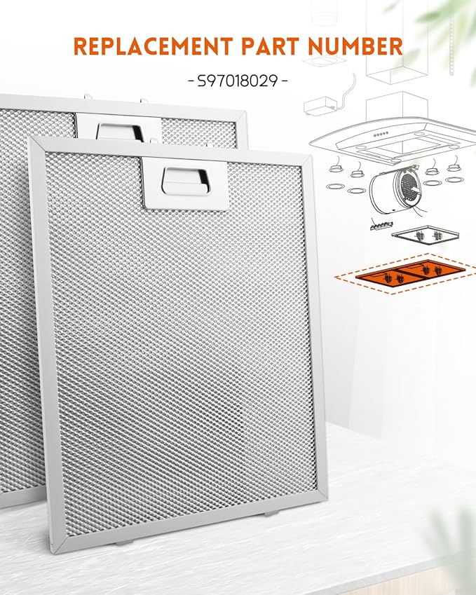 2 Pack Range Hood Filter Fit for Broan B5 Series, 9x10.25 Inch 5-Layer Stainless Steel Mesh Hood Vent Grease Filter, 230x260mm, Replacement S97018029, 1932913 - AquaVibe