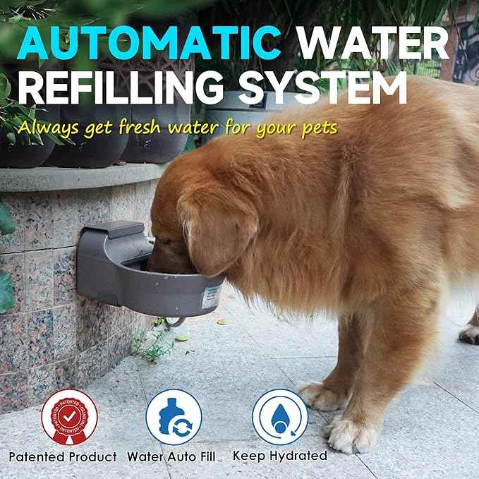 Automatic Dog Water Dispenser with Anti-tip Bracket, 68 oz Outdoor Dog Water Bowl Dispenser, Auto Refill Water Feeder for Pets & Livestock, Food Grade Waterer Fit 3/4" GHT Faucet, Wide Mouth