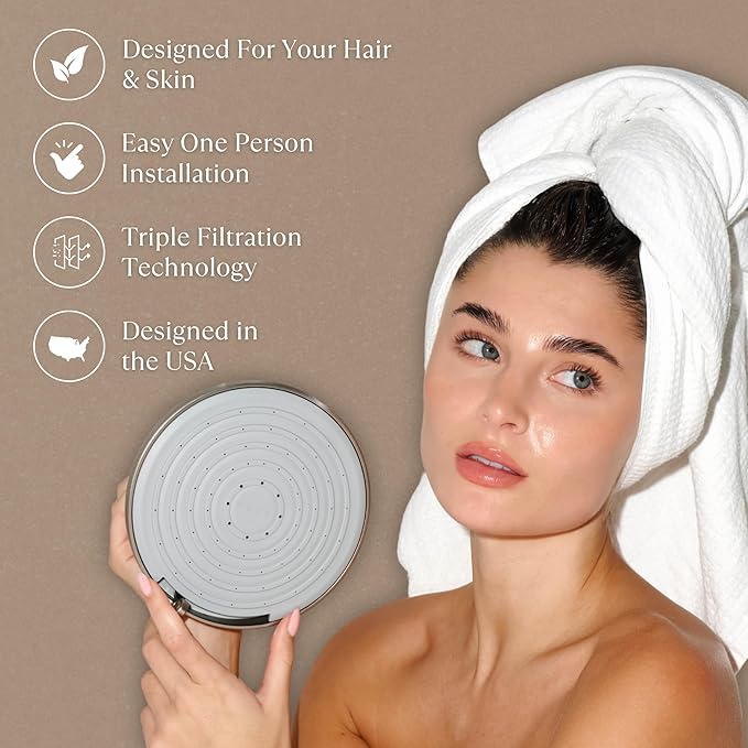 NUUD Filtered Shower Head | Removes Chlorine, Heavy Metals + Contaminants for Healthier Scalp, Skin & Hair | Protects Hair & Soothes Dry Skin | High Pressure Shower Head Filter | Chrome
