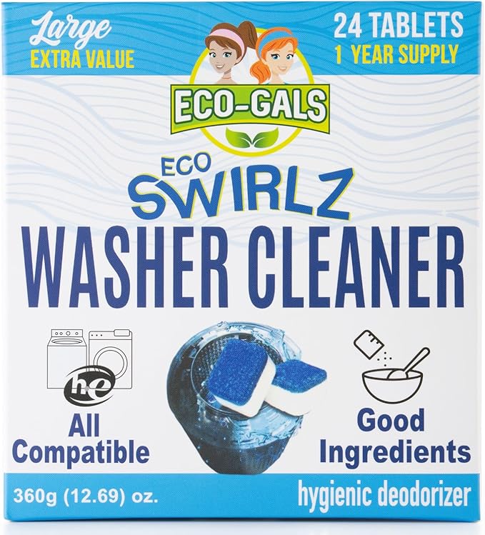 Washing Machine Cleaner and Deodorizing Tablets For Front & Top Load Washers Including H.E. to Remove Odor causing build-up, Pet Hair, & debris from drum, pipes, and filter. - AquaVibe