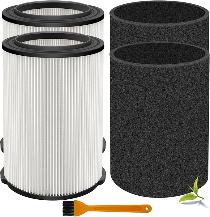 VF4000 Replacement Filter for Ridgid Shop Vacuums 5-20 Gallon, Universal VF4200 Filter Fits Rigid Wet Dry Vac/Husky Shop Vacuum Filter 6-9 Gallon with Foam Sleeves-2 Pack - AquaVibe