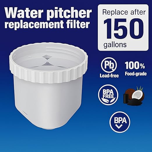 Nispira Water Pitcher Filter Replacement For Epic Pure, Seychelle, Aquagear Dispenser | Removes Chlorine, Lead, Odor and More | 150 Gallon 4 Packs