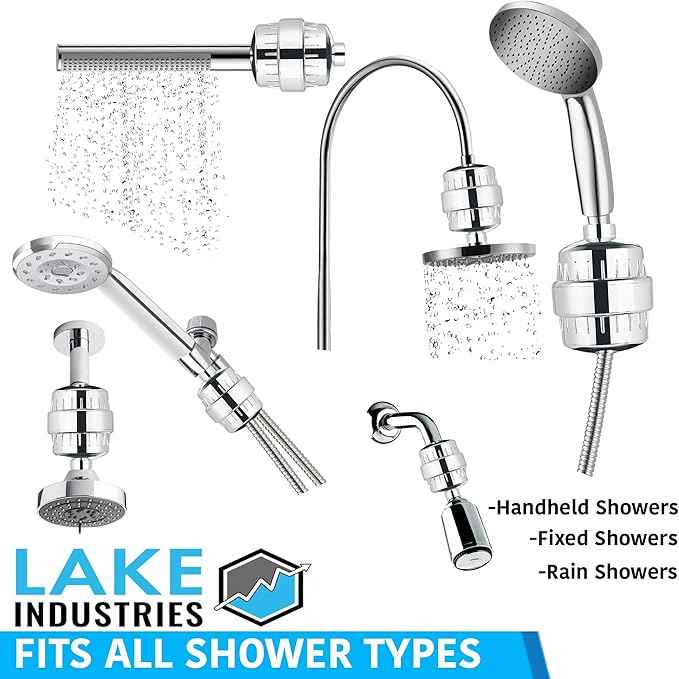 15 Stage Universal Shower Filter | Hard Water Treatment, Removes Chlorine, Heavy Metals & Sediment, Vitamin C & Alkaline PH Balls | Includes 1 Replaceable Cartridge (1)