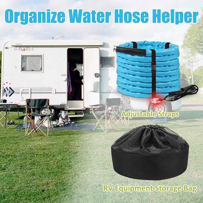 OEBLD Heated Water Hose for Rv (100ft L x 5/8"ID) 4.0 Upgraded Function with Energy Saving Thermostat to Keep Drinking Water Running in down to -45℉, Designed for Campers,with Storage Bag, Anti-Freeze
