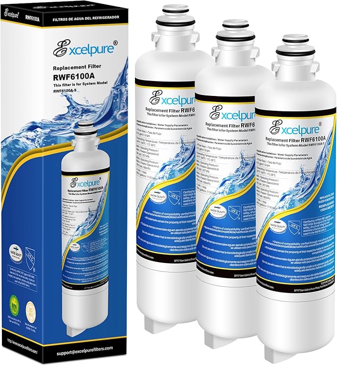 RWF6100A Refrigerator Water Filter Replacement for Bosch Ultra Clarity Pro, BORPLFTR50, 11025825 Refrigerator Water Filter, Compatible with 12028325, 11032531, B36CT80SNS, WFC100MF, 3 PACK - AquaVibe