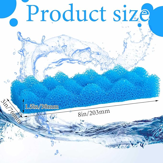 Maxcheck 10 Pcs Bio Sponge Foam Compatible with 306/307 Foam Filters Media Replacement Sponges for Aquarium Filters Fish Tank Accessories, Blue