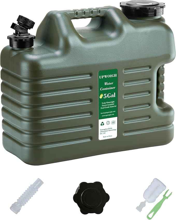 5 Gallon Water Jug, Thickened Water Storage Overlanding Gear Containers, Camping Essential Truly Leak-Proof Green Water Tank,BPA Free Portable Emergency Water Can for Outdoors Hiking RV