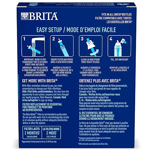 Brita Water Bottle Replacement Filters, BPA-Free, Replaces 1,800 Plastic Water Bottles a Year, Lasts Two Months or 40 Gallons, Includes 3 Filters