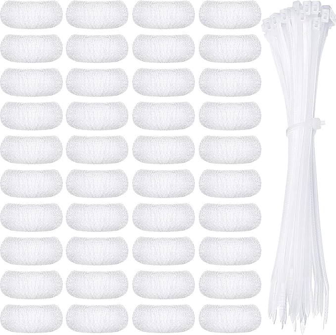 40 Pieces Nylon Lint Trap Washing Machine Lint Fabric Mesh Snare Washer Lint Catcher Washer Hose Lint Traps Washing Machine Lint Trap Lint Traps Hose Screen Filter Catcher with 40 Pieces Cable Ties - AquaVibe