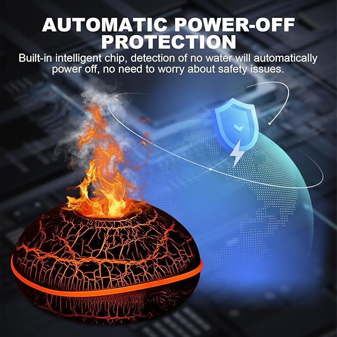 Colorful Volcano Diffuser Humidifier: 200ml Fragrance Scent Essential Oils Diffusers Ultrasonic Flame Fire Humidifier with Auto-Off Protection Cool Mist Diffuser,for Yoga(Full Crack Flame)