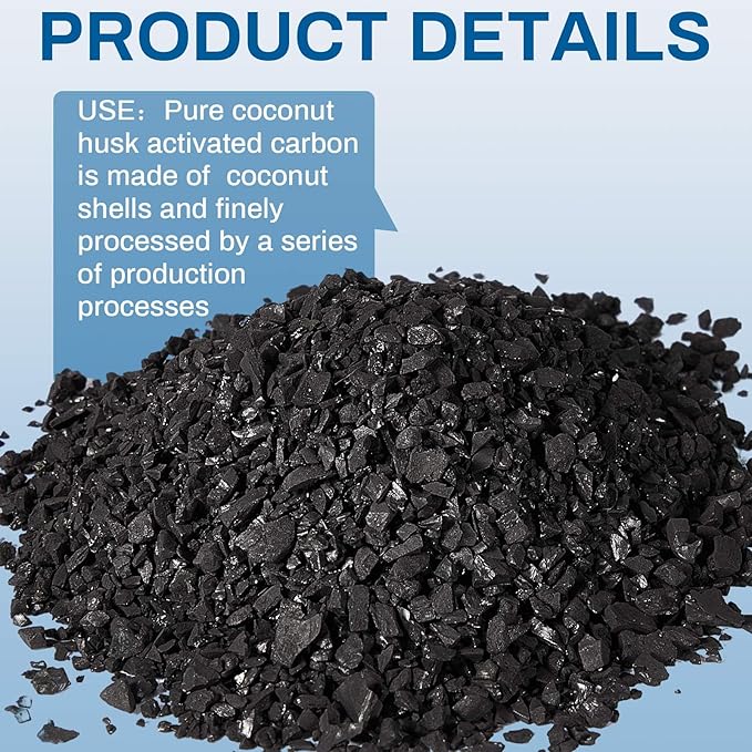 Timgle 30 Lbs Bulk Water Air Filter Activated Charcoal Coconut Hull Granular Activated Carbon 10-18 Mesh Water Distiller Charcoal Filters Media for Filtration
