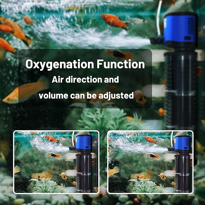 TARARIUM Aquarium Filter 260GPH for 30-75 Gallon Fish Tank, Biochemical Quiet Submersible Internal Filtration Powerful Pump Air Supply Wave Maker 4 in 1, Saltwater & Freshwater Crystal Clear - AquaVibe