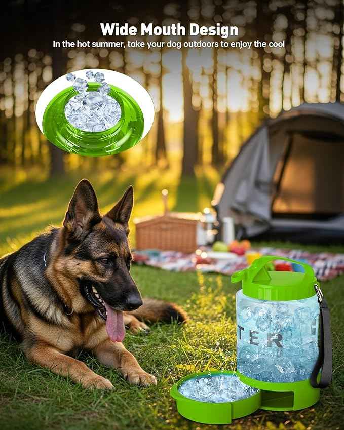 Portable Dog Water Bottle Bowl - 77 oz Travel Water Bowl Dispenser for Dogs Leak Proof, Suitable for Large Pet Drinking, A Must Have for Outdoor, Camping, Walking, Beach, Hunting Other Scenes （Green）