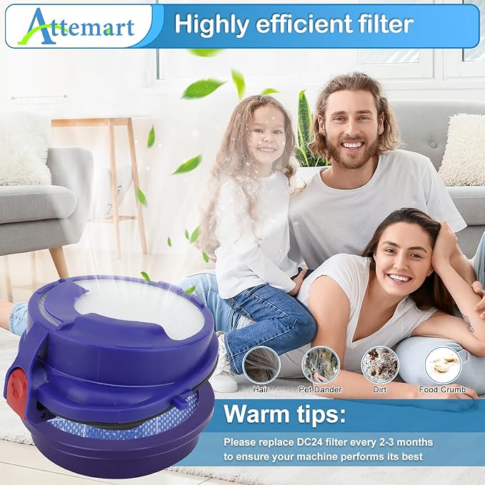 Replacement Filter Kit Compatible with Dyson DC24 Animal, DC24 Multi-Floor The Ball Filter Kit, Includes Washable and Hepa Filter, Replace Part 919777-02 and 915928-12 - AquaVibe
