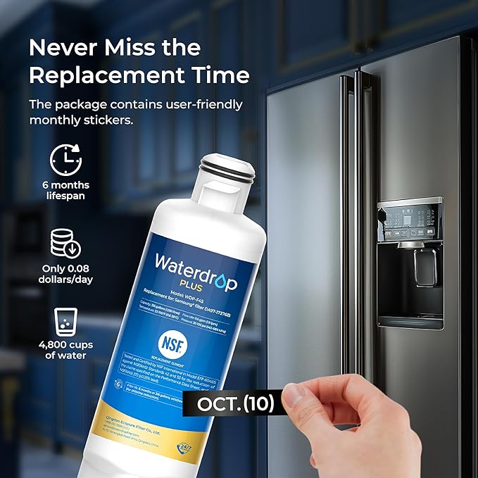 Waterdrop Plus DA97-17376B Water Filter Replacement for Samsung® HAF-QIN/EXP, DA97-08006C, NSF/ANSI 401&53&42&372 Certified Refrigerator Water Filter, 2 Filters (Package may vary) - AquaVibe
