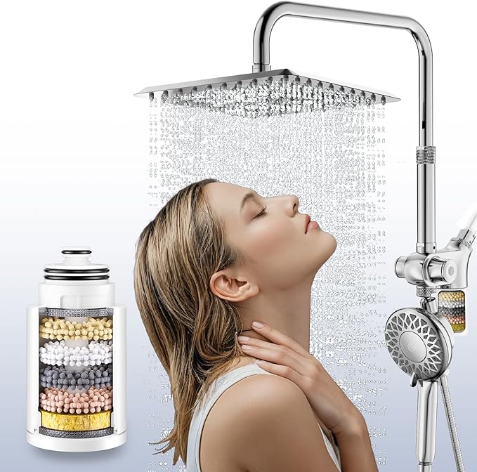 SINGSUO 2-Pack KDF Shower Head Filter Replacement Cartridge, Multi-Stage Showerhead Filter Refill Cartridge for Hard Water, Shower Head Cartridge to Remove Chlorine, Heavy Metals & Impurities