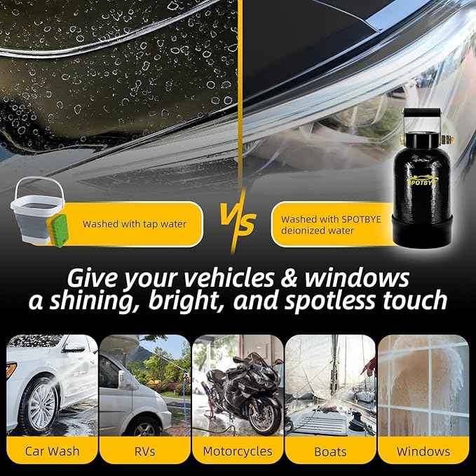 Filterelated Deionized Water System for Car Wash, Comes with 10L Brand Resin,Spotless Water Spot Remover Filter, Fit for Cars/RVs/Motorcycles/Solar Washing