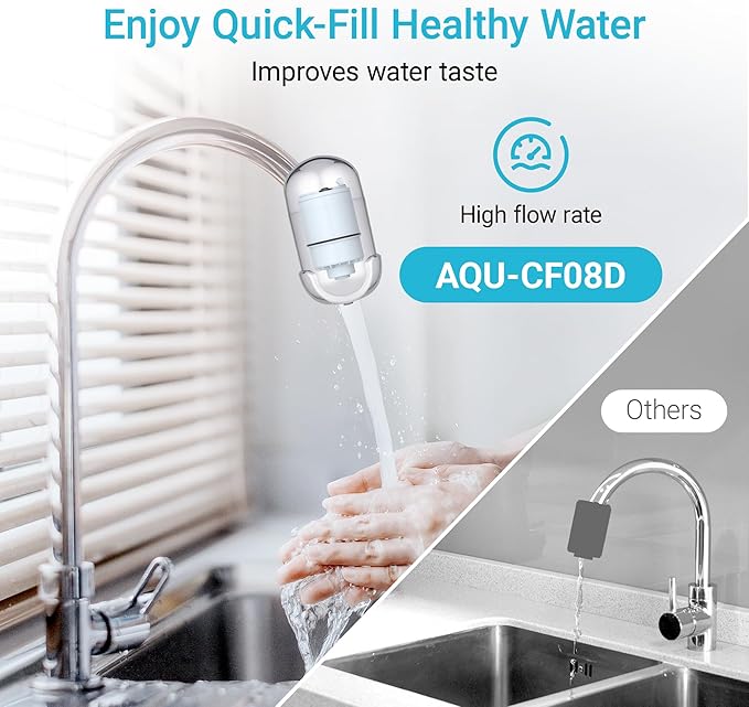 [Alkaline] 6 Pack Faucet Filter Replacement for All PUR®Plus, PUR® Water Filter Replacement, Pur® Filter Replacement RF-9999®, 1800-Gallon Long Lifespan, AQUA CREST