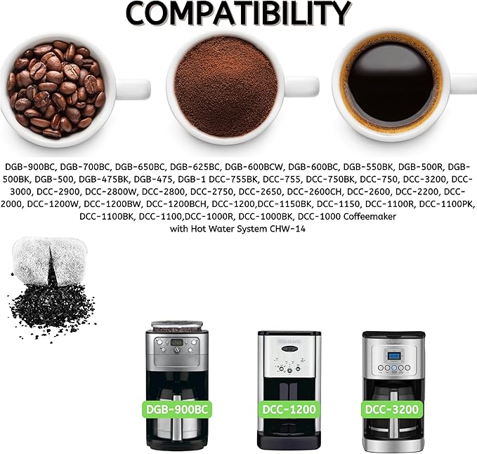24 Nispira Activated Charcoal Water Filters Replacement Compatible with Cuisinart Coffee Machine Part DCC-RWF - AquaVibe
