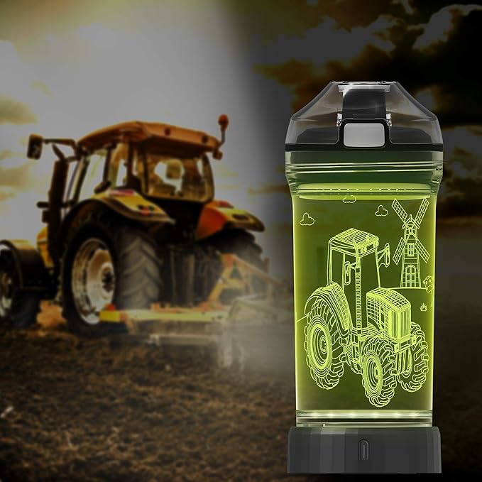 Lightzz Kids Water Bottle, Glow in The Dark Monster Truck & Tractor Water Bottle, Gifts for Boys Back to School Birthday Christmas Holiday