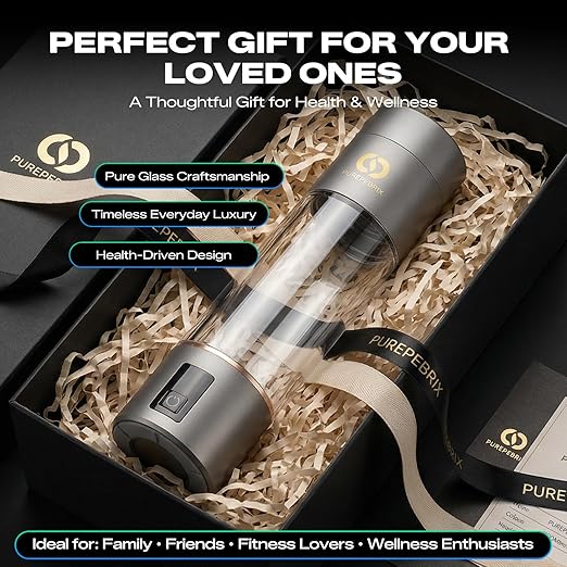 Hydrogen Water Bottle Generator - Up to 6400 PPB & 12-Hour Hydrogen Retention - H2 Certified SPE/PEM Tech - Portable, Recovery & Thoughtful Wellness Gift (Grey)
