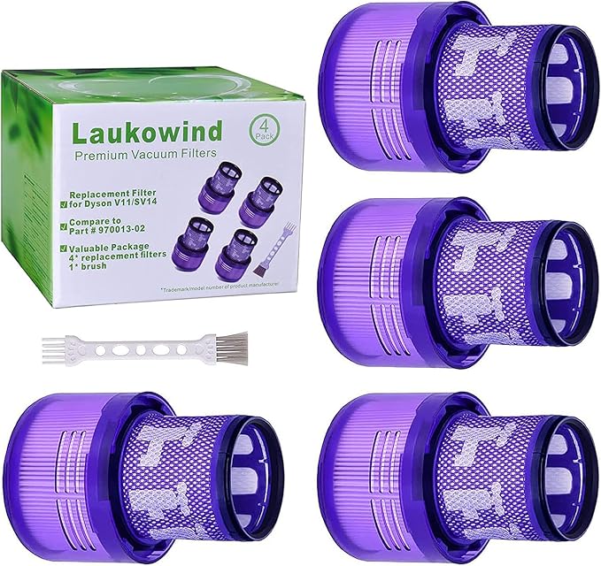 4 Pack V11 Torque Drive Cordless Vacuum Cleaner Replacement Filters for Dyson V11 SV14 Animal and V15 Detect Models, Compare to Part No. 970013-02 - AquaVibe