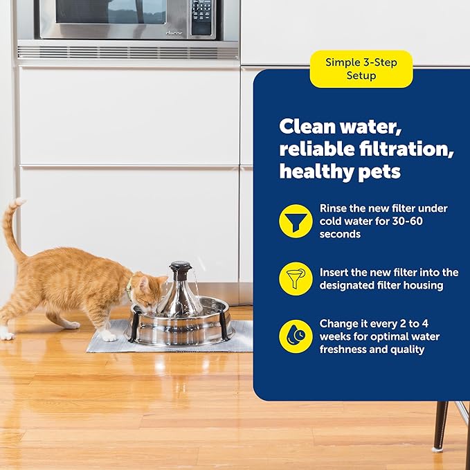 PetSafe Drinkwell 360 Fountain Carbon Filters - Supports Hydration - Coconut Shell Carbon - Clean Water Solution - Fits Drinkwell Stainless Multi-Pet & Plastic 360 Fountains - 3 Pack