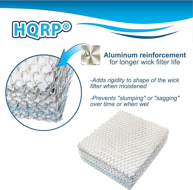 HQRP Wick Filter 1043 Replacement Compatible with Bemis Essick Air AIRCARE SS390DWHT, 826000, 826800, 826600, 826900, 821000, 821001, 831000, 836000HB Evaporative Humidifiers