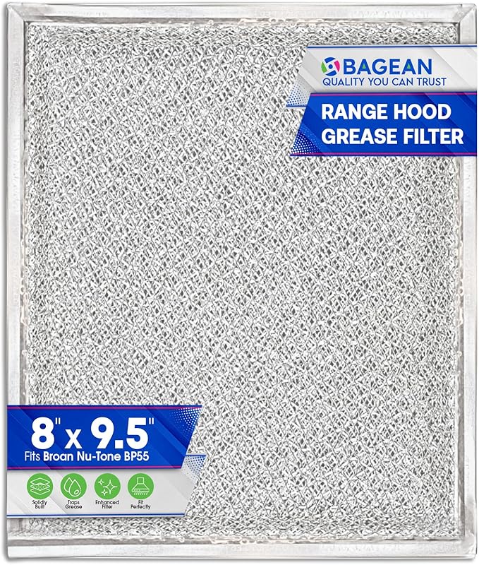 Range Hood Filter Replacement for Braun Nu-Tone BP55 Hood Grease Filter 8 x 9.5 in - Aluminum Mesh Screen Hood Vent Filter for Range Hood - Filters Grease from Entering Kitchen Stove Overhead Vent (1) - AquaVibe