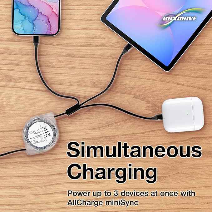 BoxWave Cable Compatible with LARQ Bottle PureVis 25 oz - AllCharge miniSync, Retractable, Portable USB Cable - Jet Black