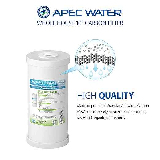 APEC Water Systems CB1-CAB10-BB Whole House Carbon Water Filter with 10" Home Filtration System, White