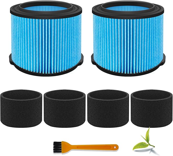 VF3500 Filter Replacement for Ridgid 4 Gallon Shop Vaccum, 26643 Fine Dust Filter for 3/4/4.5 Gallon Wet Dry Portable Vacuums, Replaces WD40700, WD30500-2 Pack - AquaVibe