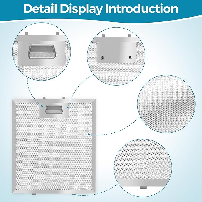Range Hood Filter Replacement 10.25x9x0.35Inch (260x230x8.9mm) 5-Layer S97018029 Mesh Hood Vent, Range Hood Grease Filter, fits Broan B5 Series 2pack by oneket (stainless steel) - AquaVibe