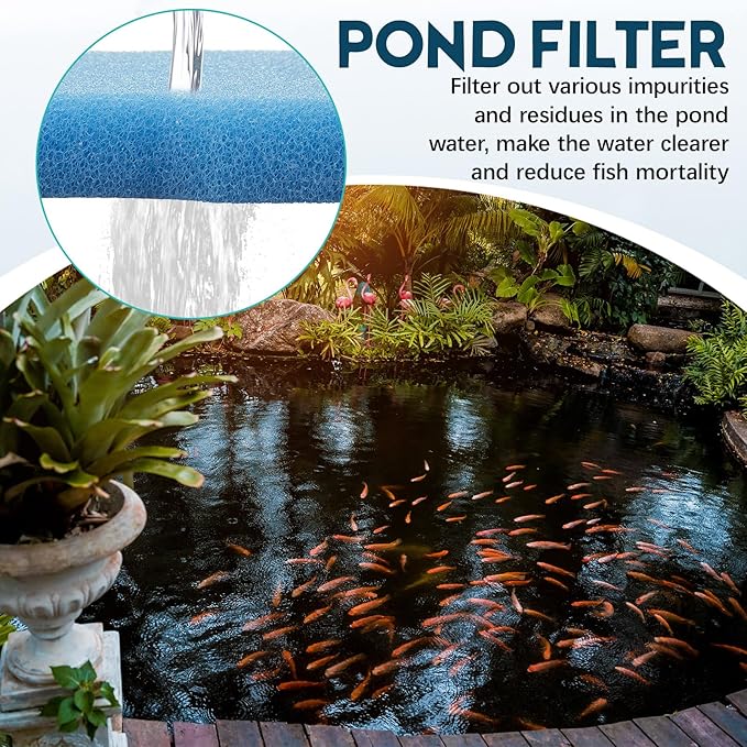 Treela 2 Pcs Replacement Pond Filter Pad Sponge Filter Media Pad for All in One Pond CUF-6000 Filter and 660 GPH Fountain Pump UV Sterilizer, for Outdoor Pond Fountain