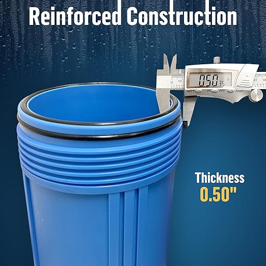 High Capacity 20 x 4.5” Whole House Filter Purifier System for Well or City Water, Presser Relief Button, 1” NPT Brass Port, Double O-Ring, Meets NSF Standards & Regulations (Blue, 2 Sets)